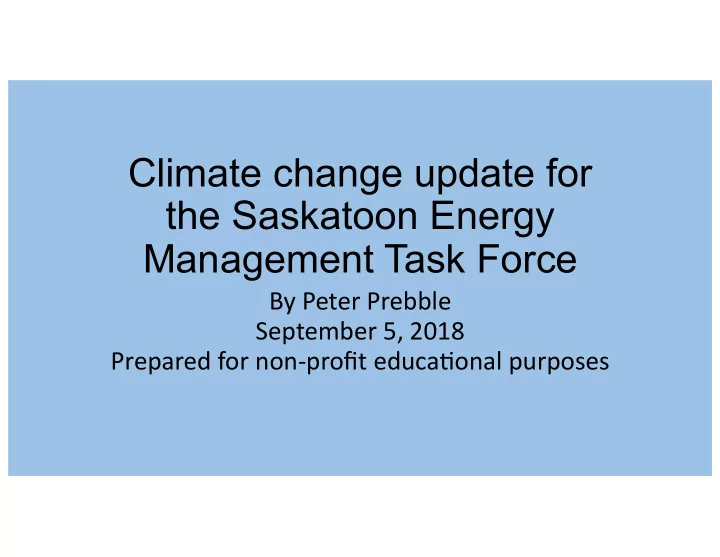 climate change update for the saskatoon energy management