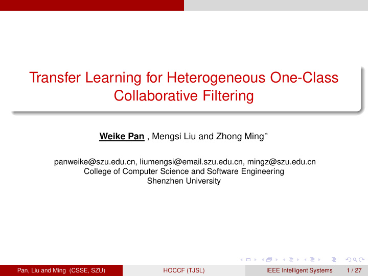 transfer learning for heterogeneous one class