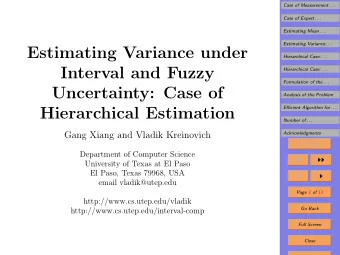 Estimating Variance under  Hierarchical Case: . . .  Interval and Fuzzy  Hierarchical Case: . . .