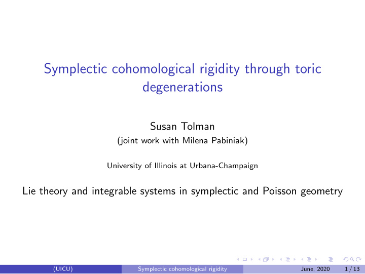 symplectic cohomological rigidity through toric