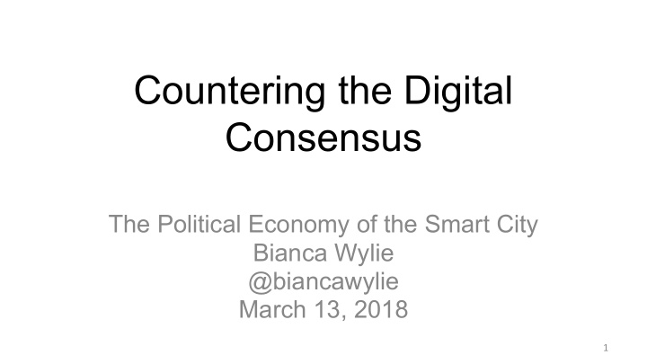 countering the digital consensus