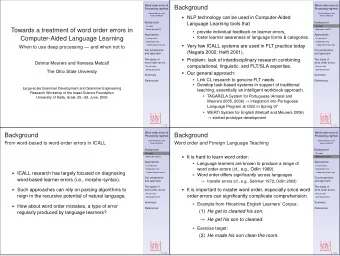 Background  Processing regimes  Processing regimes  Detmar Meurers and  Detmar Meurers and  Vanessa