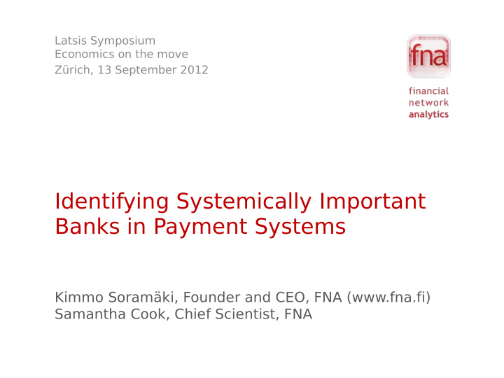 identifying systemically important banks in payment