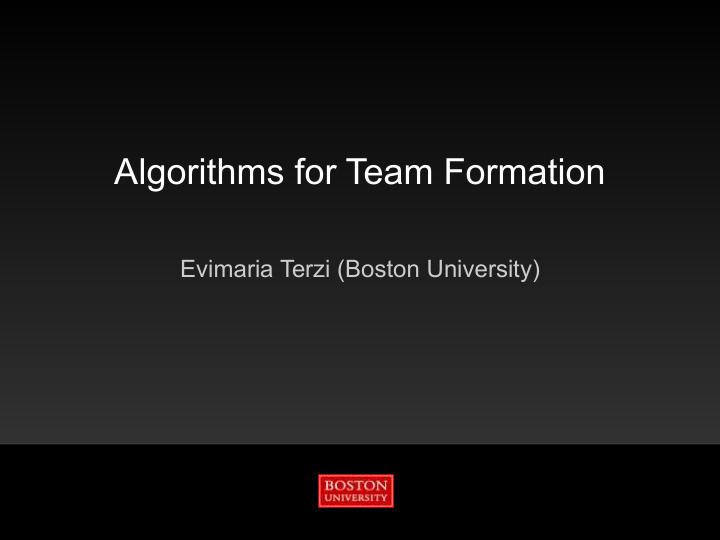 algorithms for team formation
