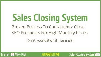 Sales Closing System  Proven Process To Consistently Close  SEO Prospects For High Monthly Prices