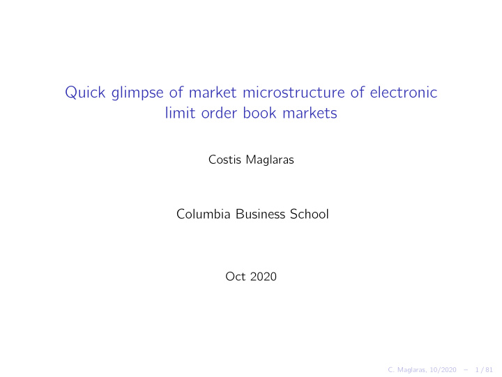 quick glimpse of market microstructure of electronic