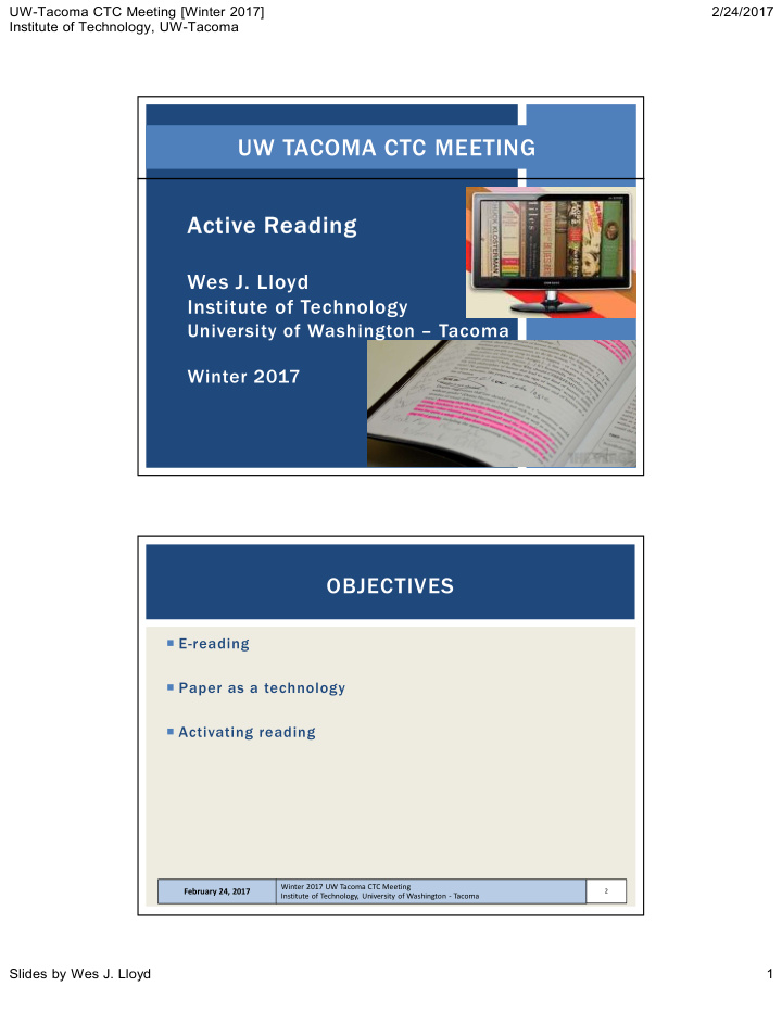 uw tacoma ctc meeting active reading