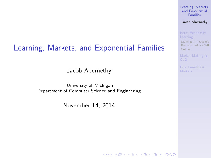 learning markets and exponential families