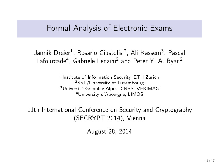 formal analysis of electronic exams