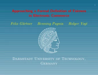 Approaching a Formal Definition of Fairness  in Electronic Commerce  Felix G  artner  Henning