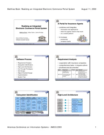Matthias Book: Realizing an Integrated Electronic Commerce Portal System  August 11, 2000  A Portal