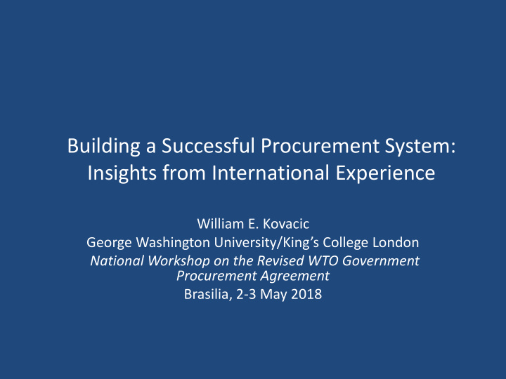 building a successful procurement system insights from