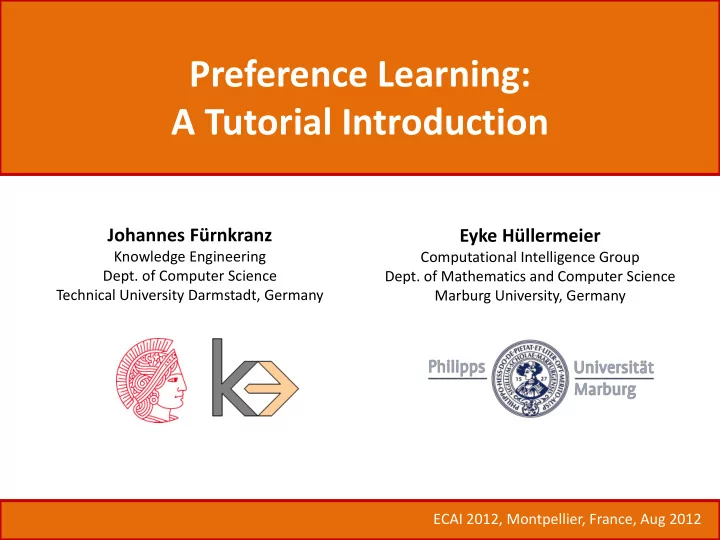 preference learning a tutorial introduction