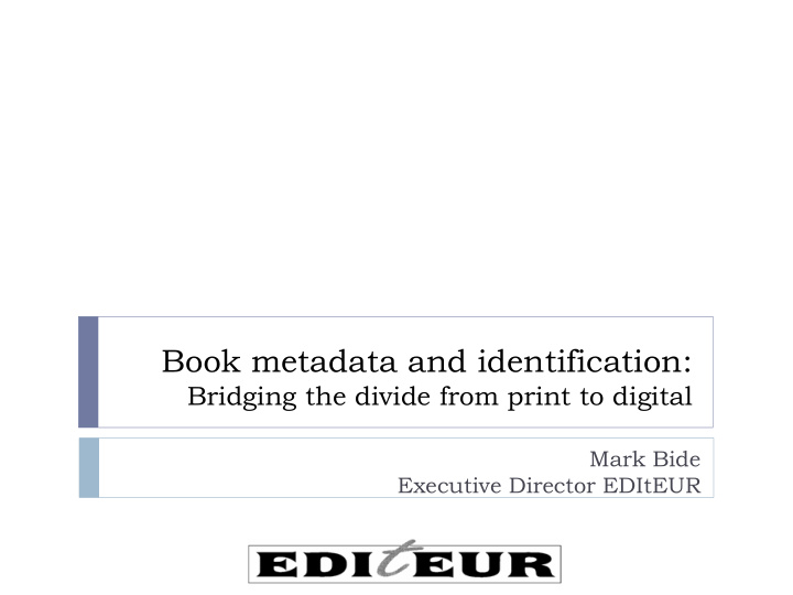 book metadata and identification