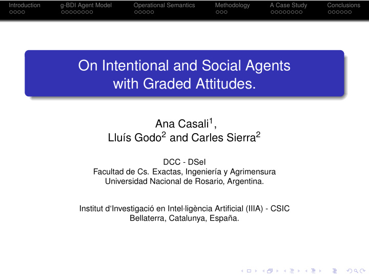 on intentional and social agents with graded attitudes