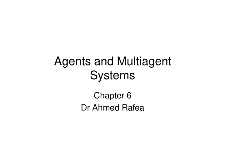 agents and multiagent systems
