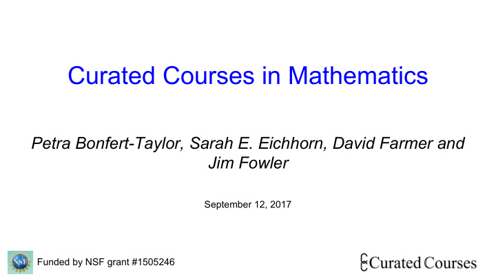 curated courses in mathematics
