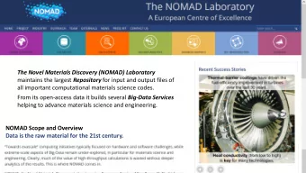 The Novel Materials Discovery (NOMAD) Laboratory maintains the largest Repository for input and