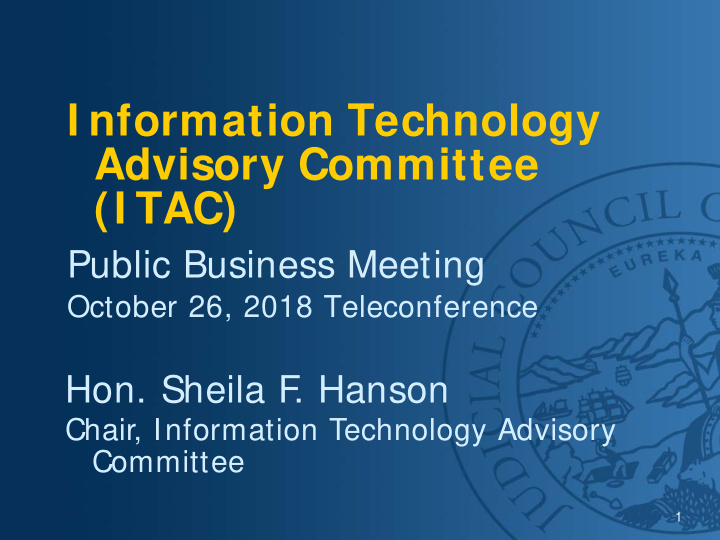 i nformation technology advisory committee i tac