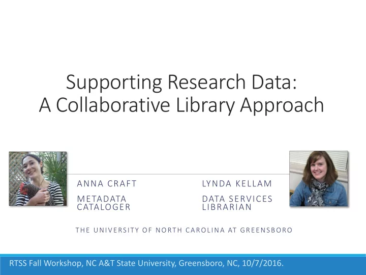 supporting research data a collaborative library approach