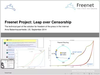 Freenet Project: Leap over Censorship  The technical part of the solution for freedom of the press