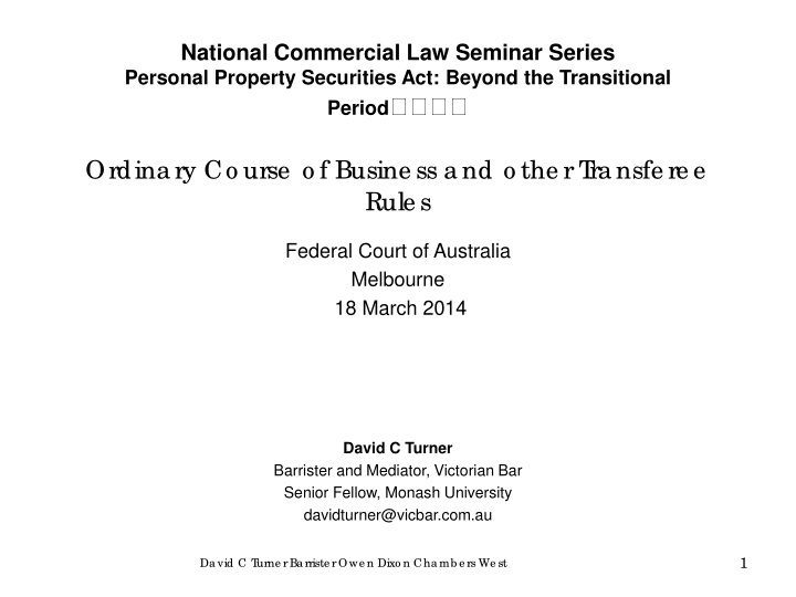 federal court of australia melbourne 18 march 2014 david