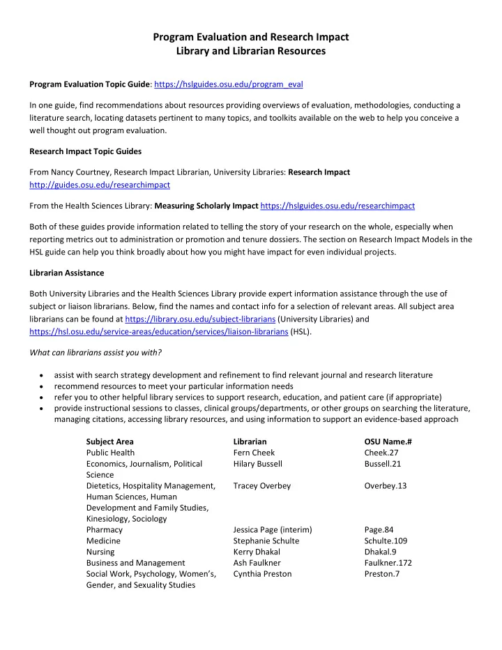 program evaluation and research impact
