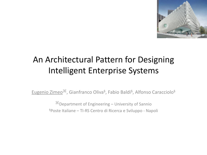 an architectural pattern for designing intelligent