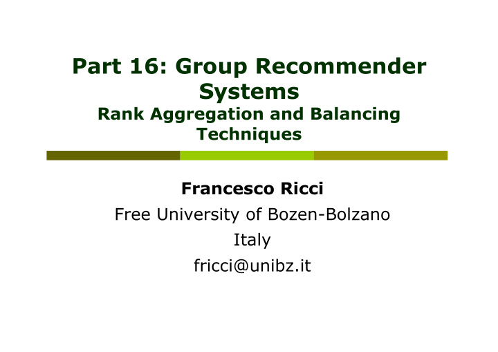 part 16 group recommender systems