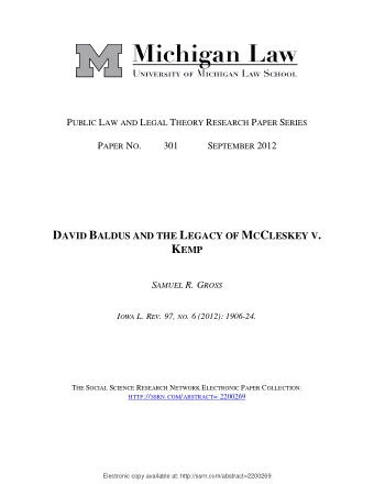 P UBLIC L AW AND L EGAL T HEORY R ESEARCH P APER S ERIES P APER N O .  301 S EPTEMBER 2012 D AVID B