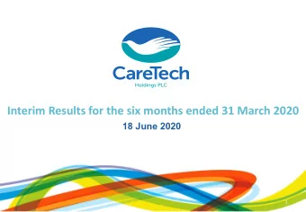 Interim Results for the six months ended 31 March 2020  18 June 2020  1  Todays presentation
