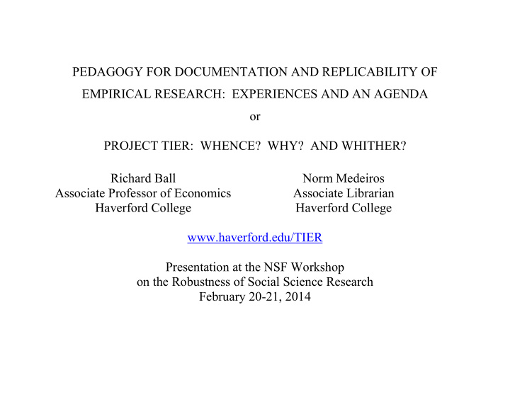 pedagogy for documentation and replicability of empirical
