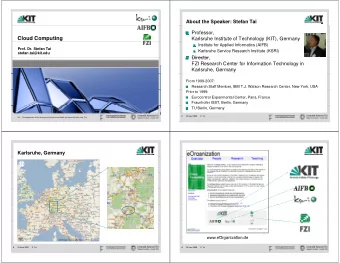 Cloud Computing  Karlsruhe Institute of Technology (KIT), Germany  Institute for Applied