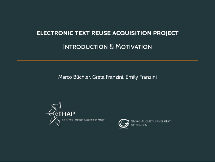 electronic text reuse acquisition project introduction