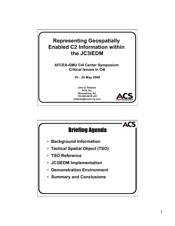briefing agenda
