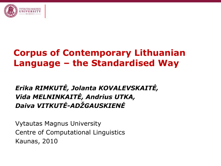corpus of contemporary lithuanian