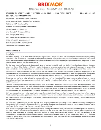 450 Lexington Avenue  New York, NY 10017  800.468.7526  B R I X M O R  P R O P E R T Y  G R O U