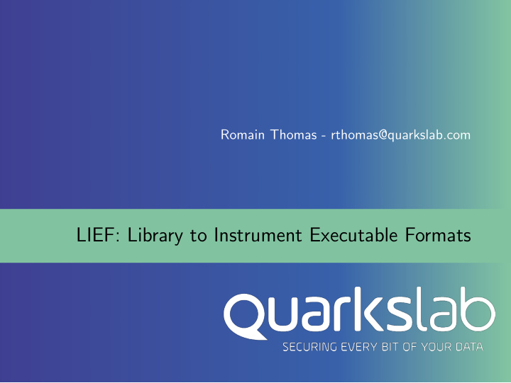 lief library to instrument executable formats table of