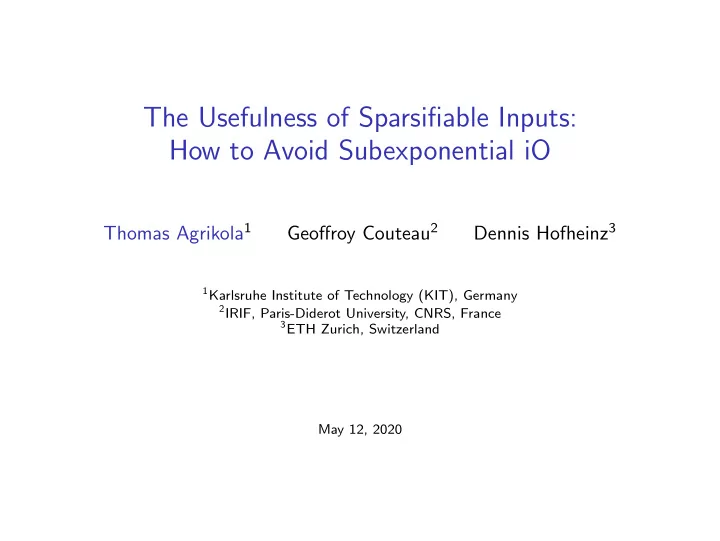the usefulness of sparsifiable inputs how to avoid