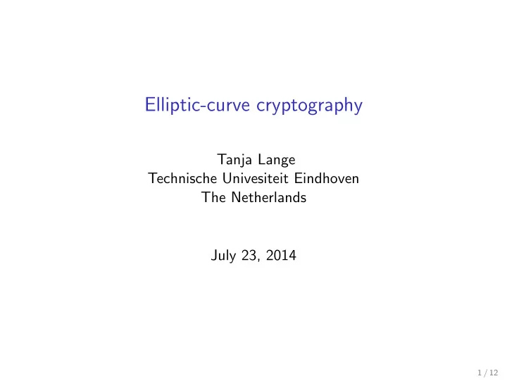 elliptic curve cryptography