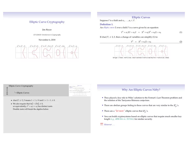 quick review quadratic residues koblitz s method