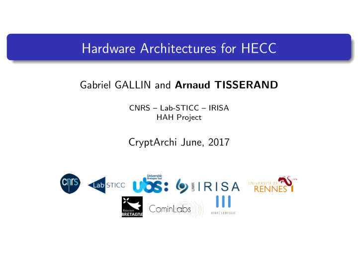 hardware architectures for hecc