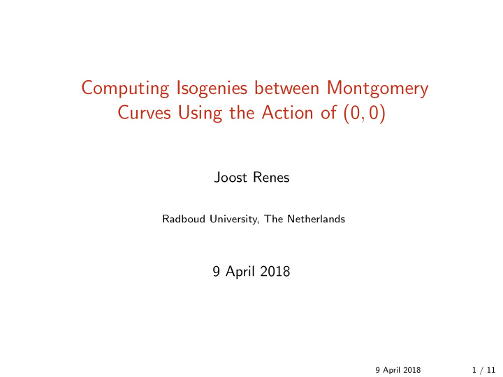 computing isogenies between montgomery curves using the