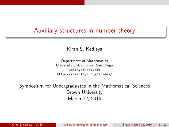 auxiliary structures in number theory