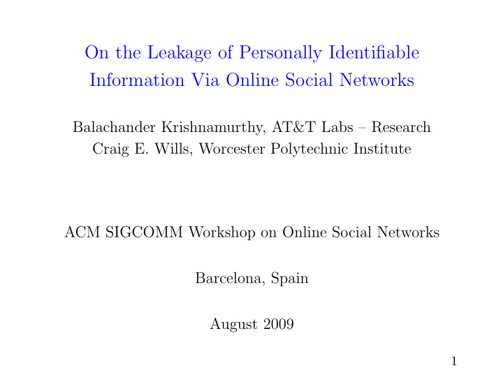 on the leakage of personally identifiable information via