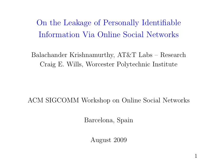 on the leakage of personally identifiable information via