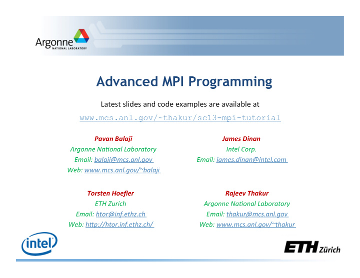 advanced mpi programming