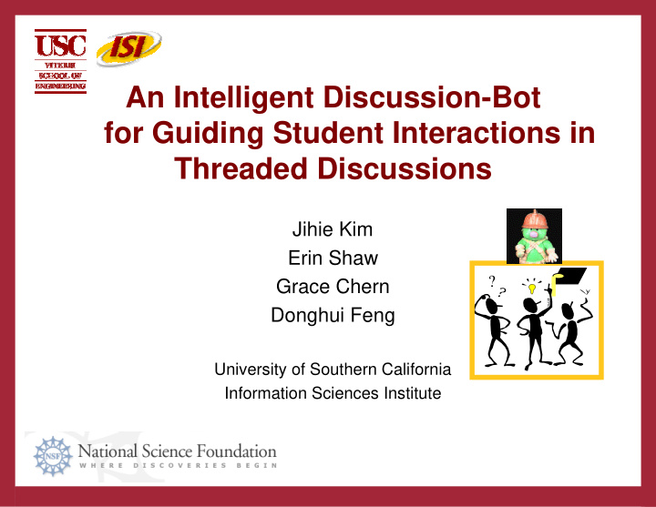 an intelligent discussion bot for guiding student