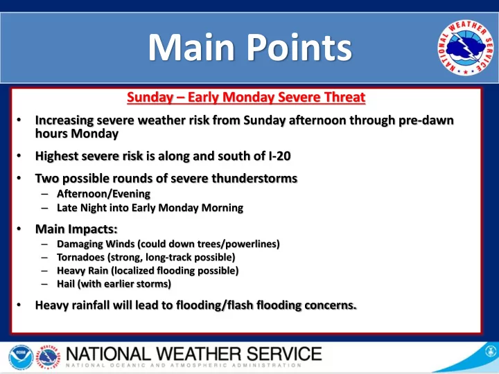 main points