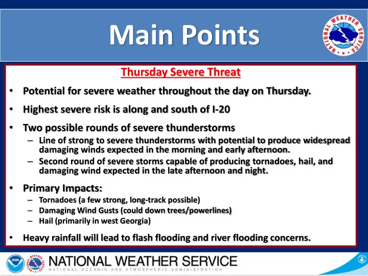 main points